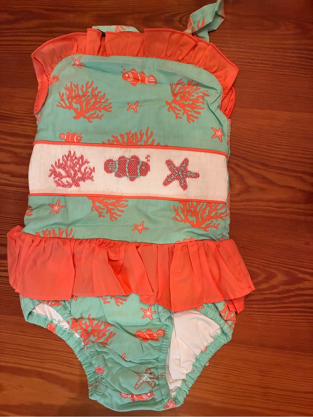 Lilly Pulitzer Coral & Aqua Ocean Print One-Piece Swimsuit